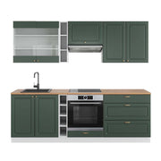 Cucina componibile Fame-Line Verde-oro rustico/Bianco 235 cm, PL Rovere Vicco