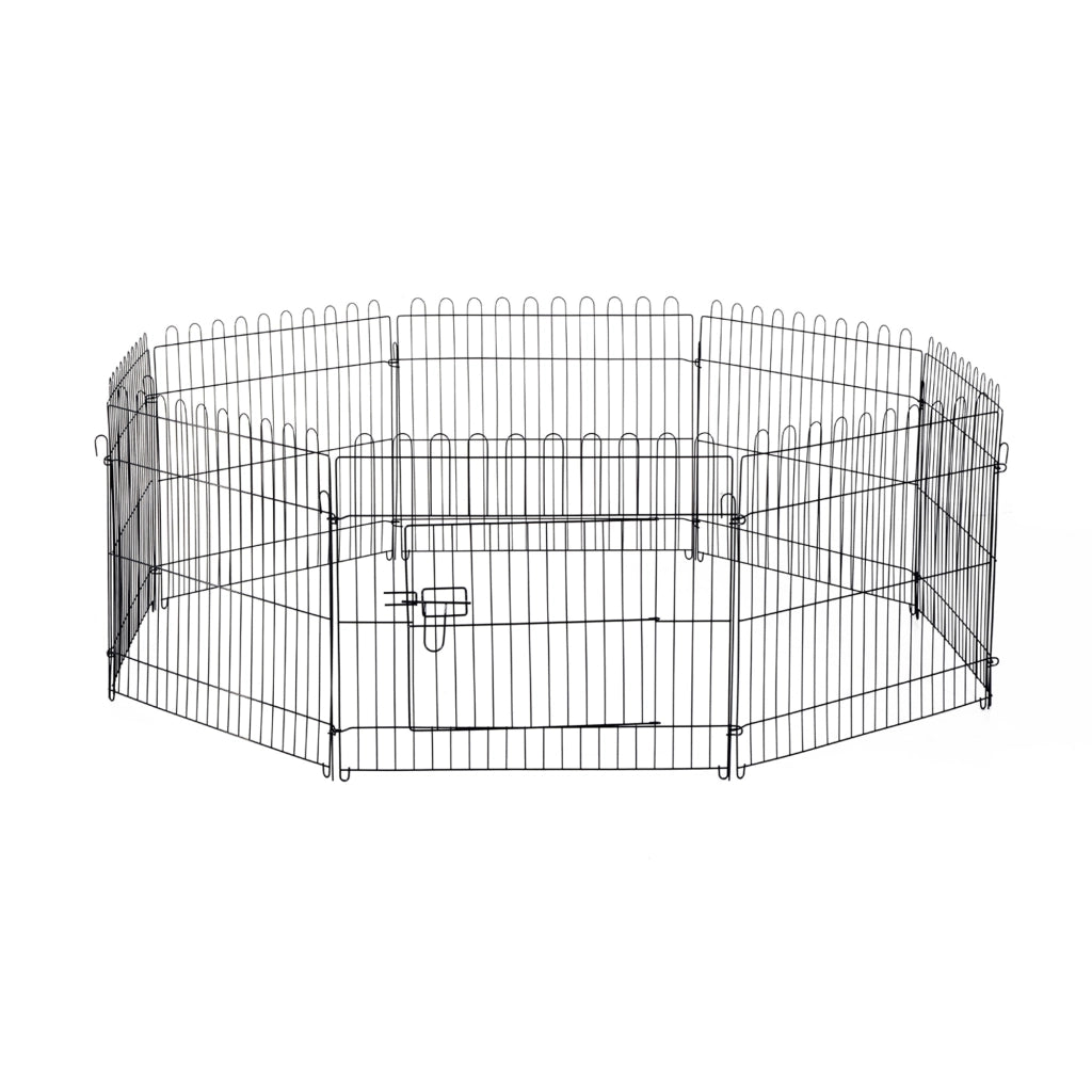 EasyComfort Recinto per Cani e Cuccioli 8 Pannelli in Acciaio, Gabbia per Cani, Box per Animali Domestici da Interno e Esterno, Ø180x61 cm, Nero