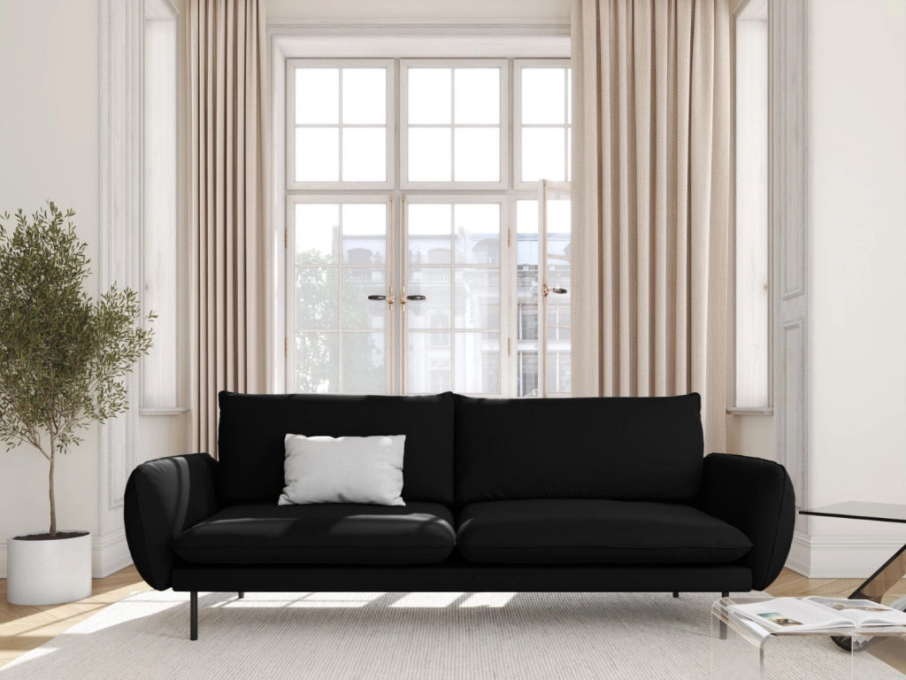 Cosmopolitan Design - Divano "Vienna" 4 posti in velluto nero 