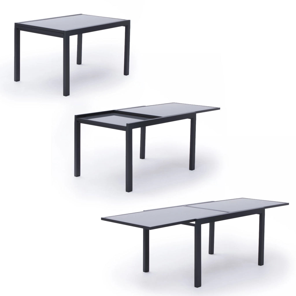 LAMPEDUSASet di mobili da giardino allungabili in textilene grigio 10 posti - alluminio antracite