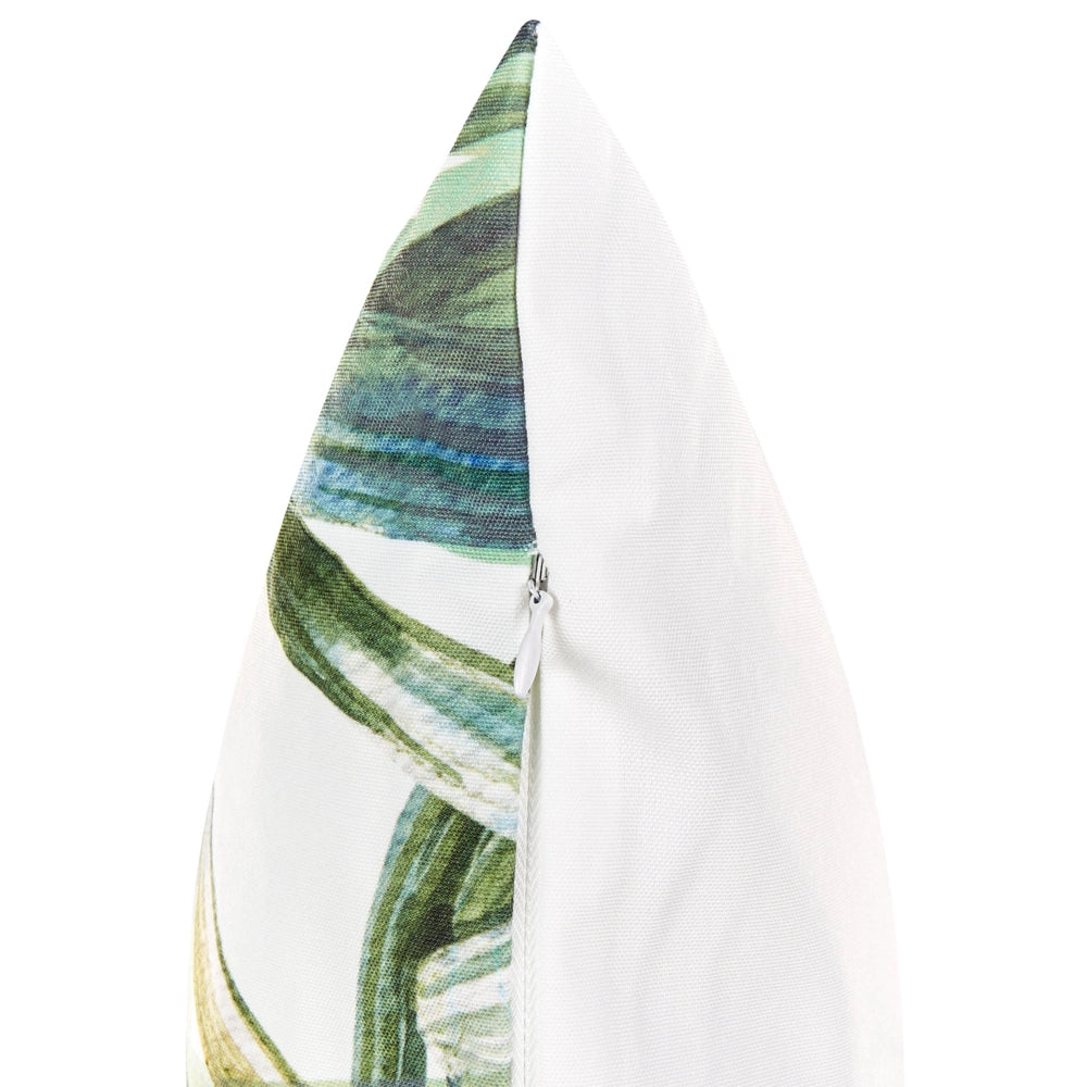 Set di 2 cuscini da giardino in tessuto di poliestere grigio con motivo a foglie 45 x 45 cm resistente all'acqua esterno