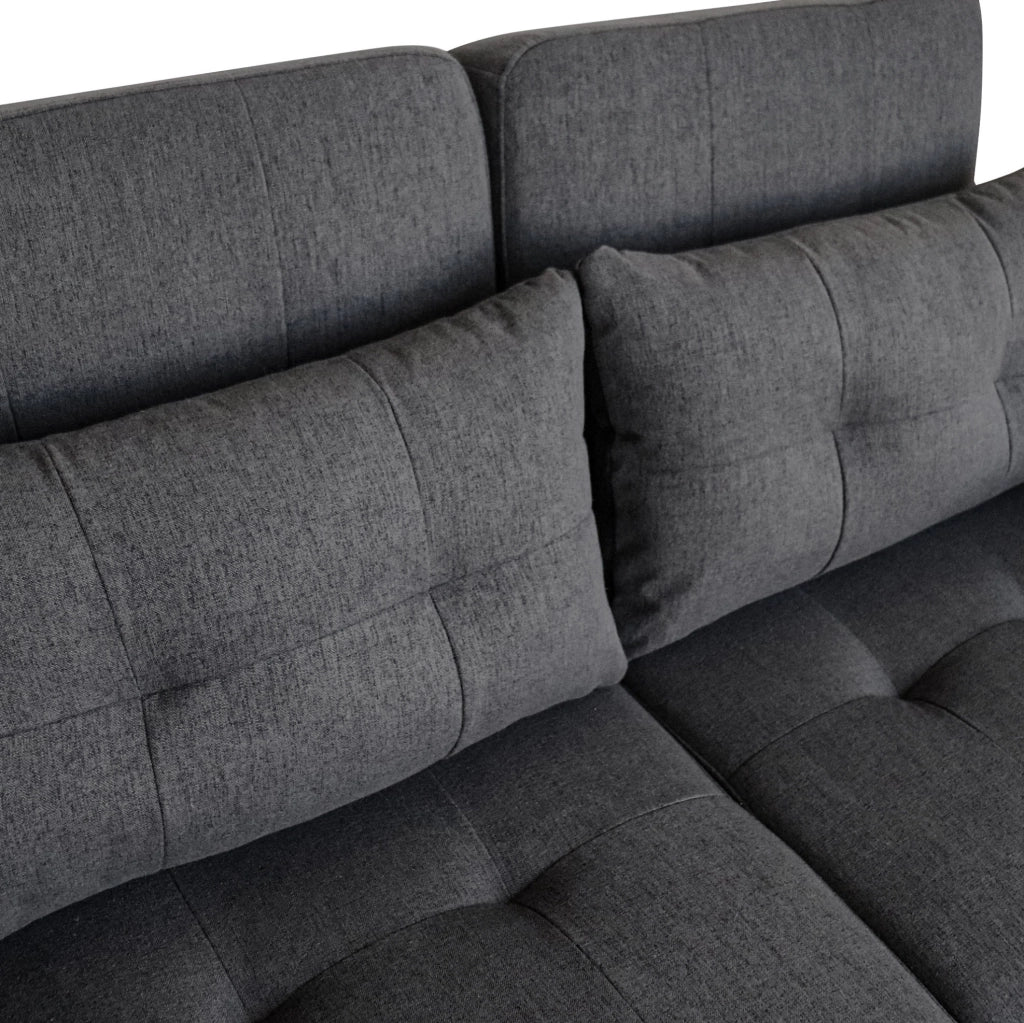 Divano letto 3 in 1 con schienale regolabile; USB e tasche in cotone e lino grigio