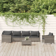 Set Divani da Giardino 7 pz con Cuscini in Polyrattan Grigio 3187283