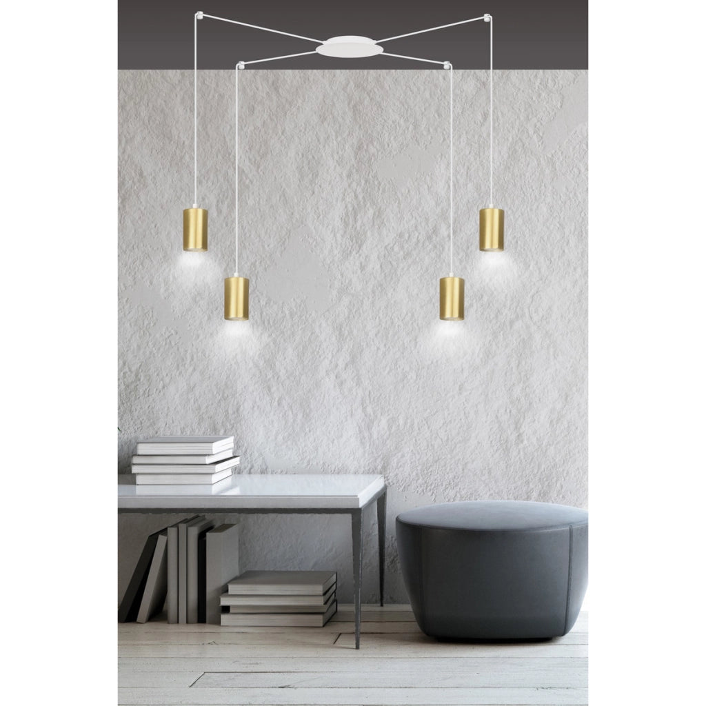 Lampada a sospensione TRAKER in acciaio bianco e oro