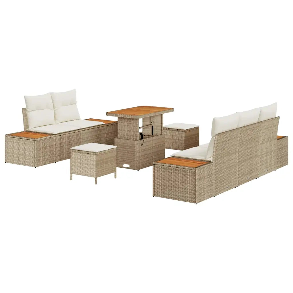 Set Divano da Giardino 8 pcs Beige polyrattan