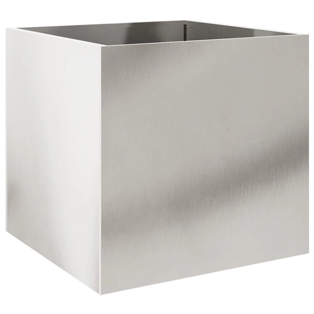 Fioriera/aiuola in acciaio inox argentato per piante fiori e patio/giardino 49 x 47 x 46 cm argento 02_0038071