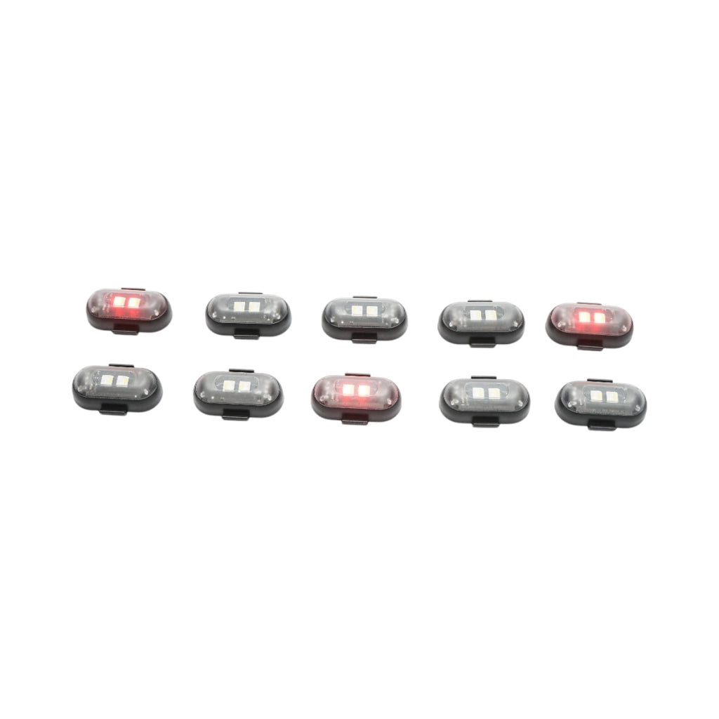 Set di 10 luci stroboscopiche LED RGB con telecomando, 10 modalità, 8 colori, batteria al litio ricaricabile da 110 mAh USB-C IP65