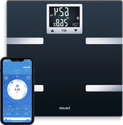Diagnosi elettromagnetica con connessione Bluetooth all'applicazione del smartphone, peso corporeo, percentuale di grasso corporeo, massa muscolare, calorie necessarie, IMC, BMR
