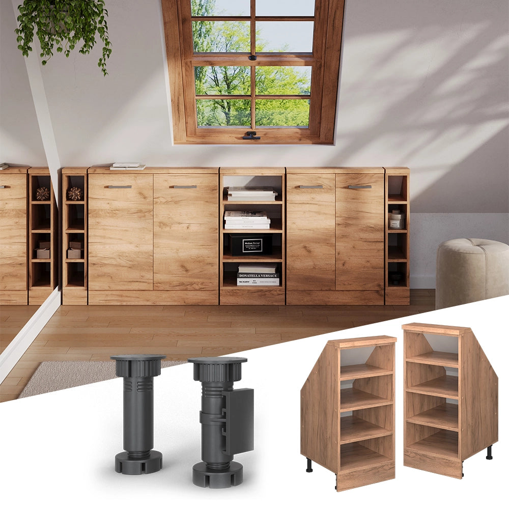Mobile cucina sottotetto R-Line Rovere dorato 40 cm con 4 scomparti Vicco