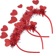 Bande per capelli con cuori rossi, 2 pezzi, antenne cuori, glitter amore, bande per capelli a forma, capelli per festa di San Valentino, per vacanza