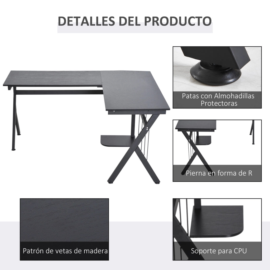 Scrivania Angolare in Legno per PC ¨C zephmum ¨C Rovere 100x50x75