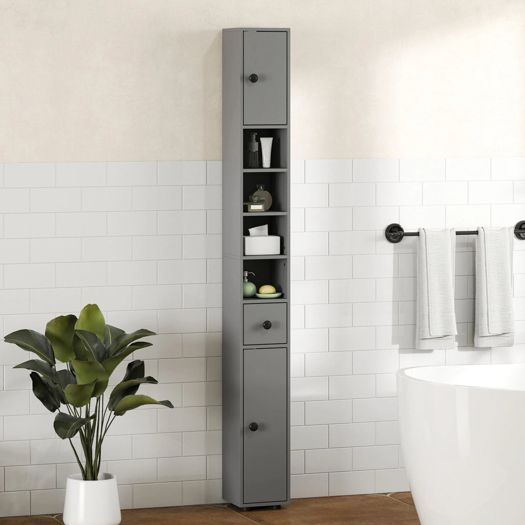 Mobile Bagno ¨C zephmum ¨C Grigio, Truciolato, 60x30x180 cm