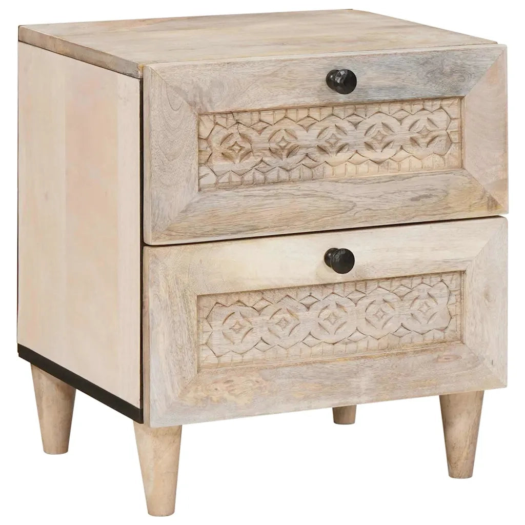 vidaXL Comodino Beige 40 x 33 x 46 cm legno massello di mango