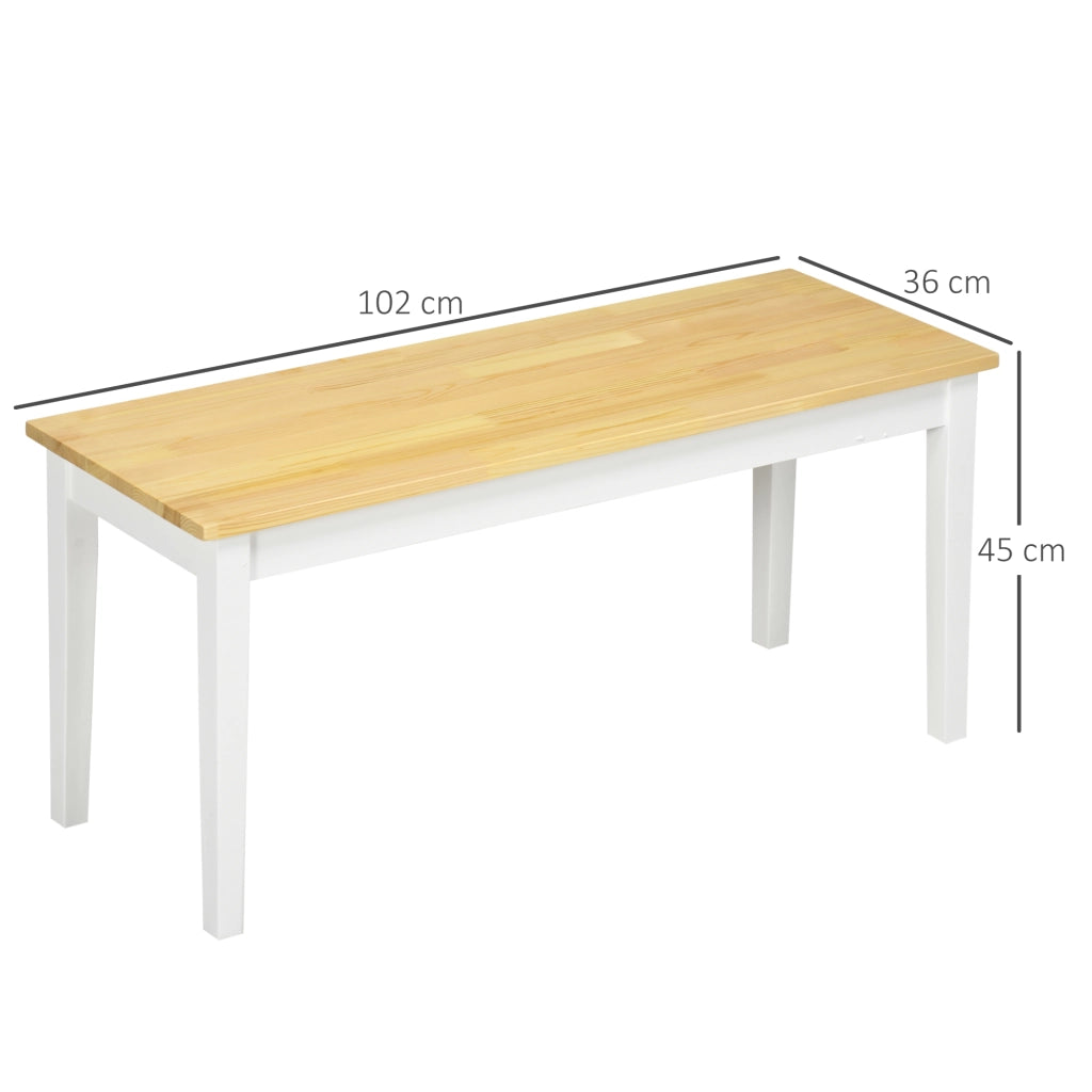 Panca a 2 posti in legno di pino, colore naturale, 102 x 36 x 45 cm, portata 220 kg