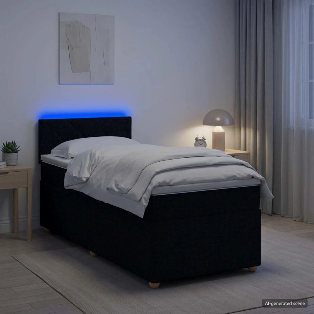 Letto box spring con materasso Nero 90 x 190 cm Tessuto 3452319