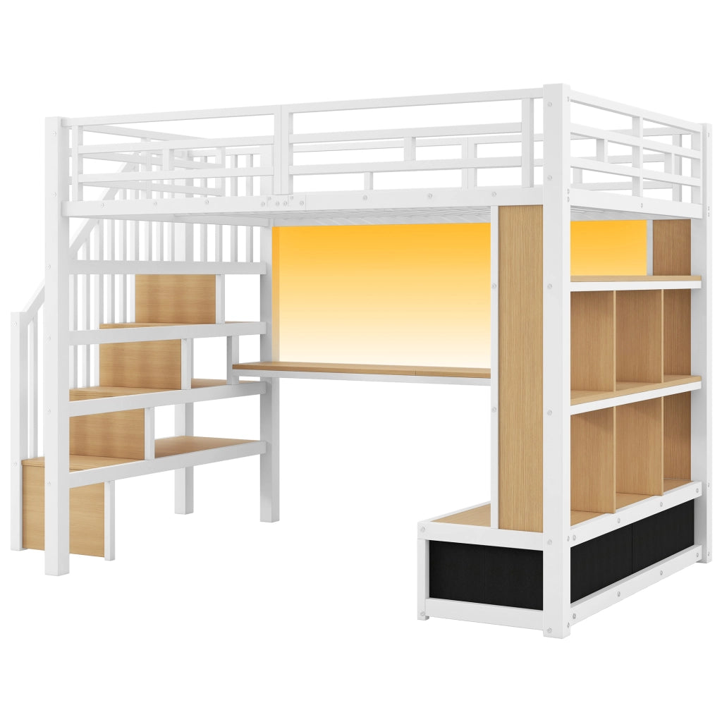 letto alto in mdf e metallo bianco 140 x 200 cm