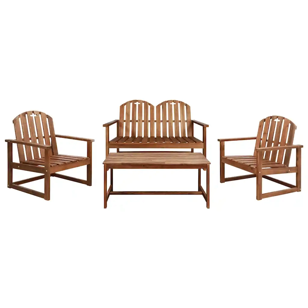 Set da Pranzo da Giardino 4 pz in Legno Massello di Acacia 44035
