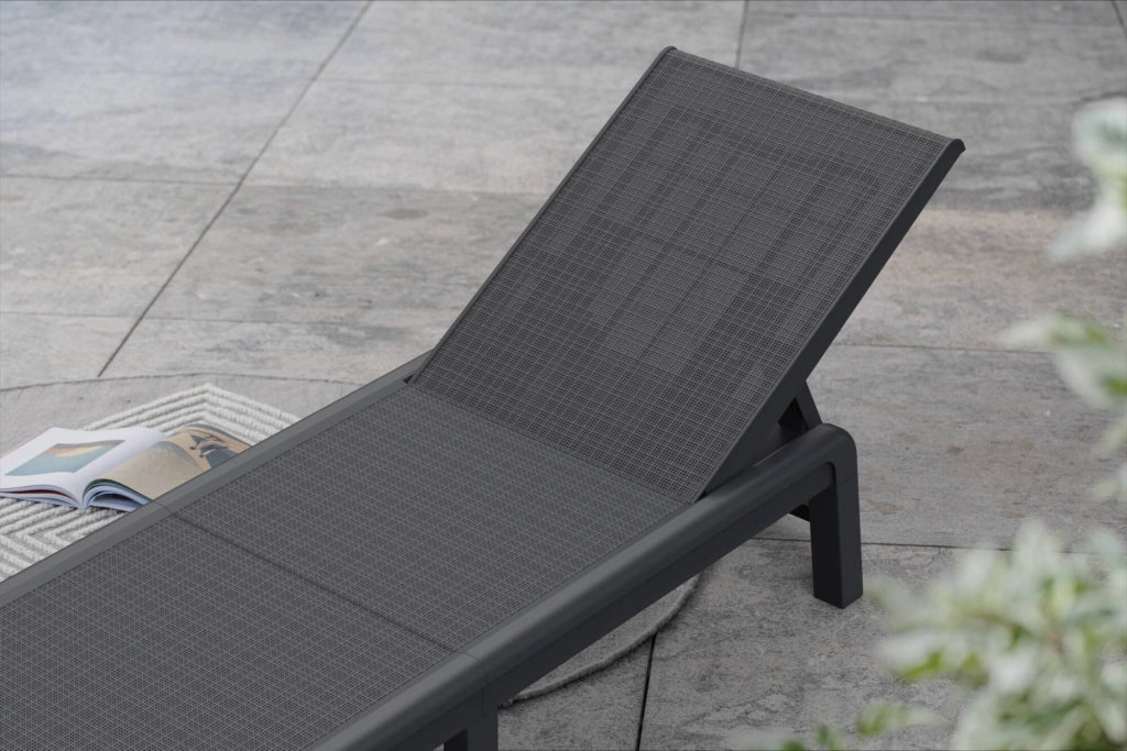Lettino prendisole Shawinigan, Sdraio da giardino, Letto pieghevole outdoor, Sedia reclinabile, 188x58 h29 cm, Antracite