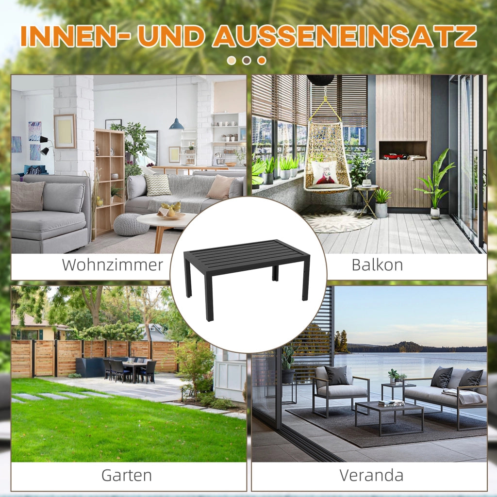 Comodino rettangolare in acciaio; ideale per balcone o giardino. Impermeabile. Dimensionei: 101;5 x 61 x 46 cm. Coloreee: nero.
