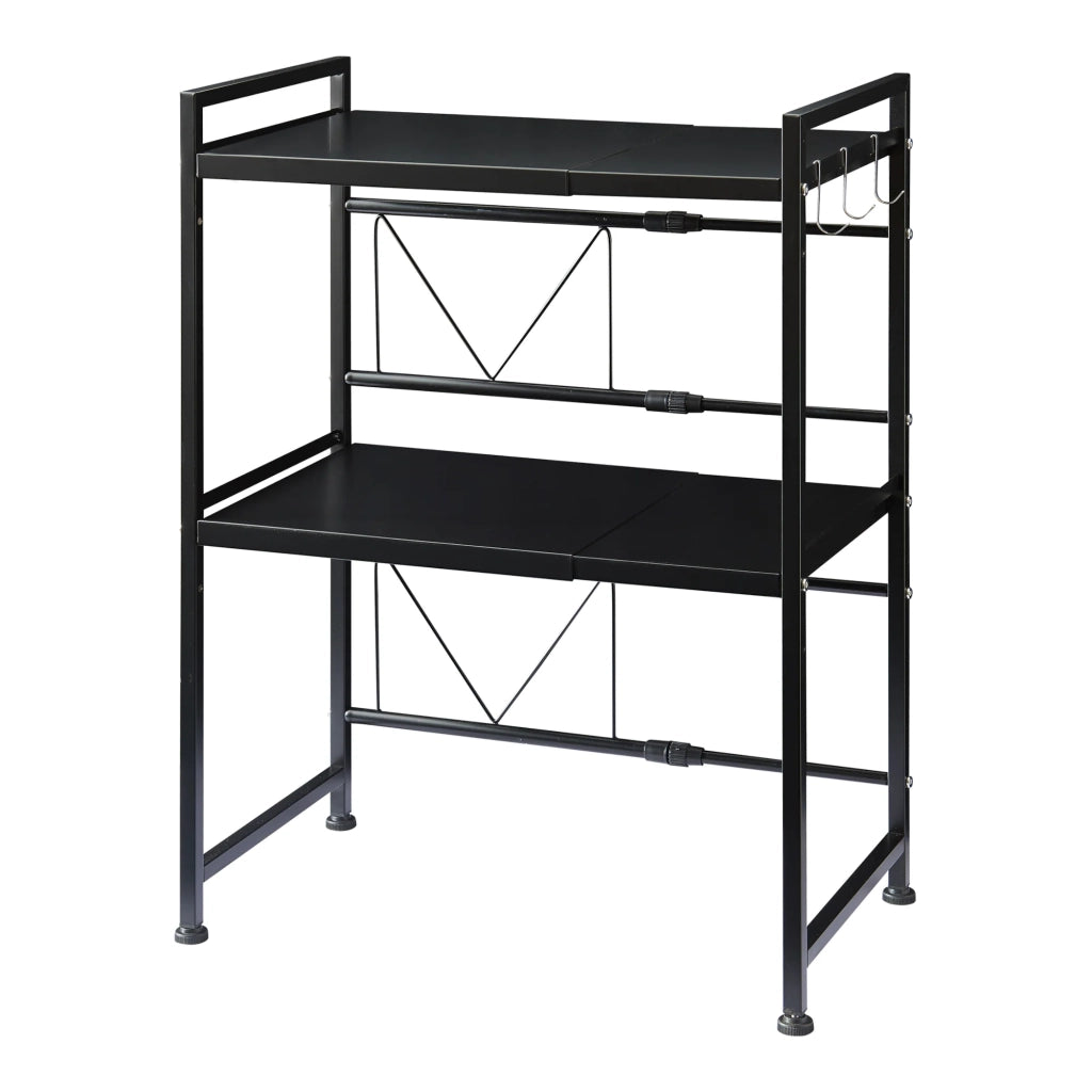 Scaffale dal design senza tempo per soggiorno/camera da letto mobiletto porta microonde con 2 ripiani regolabili nero 03_0011328