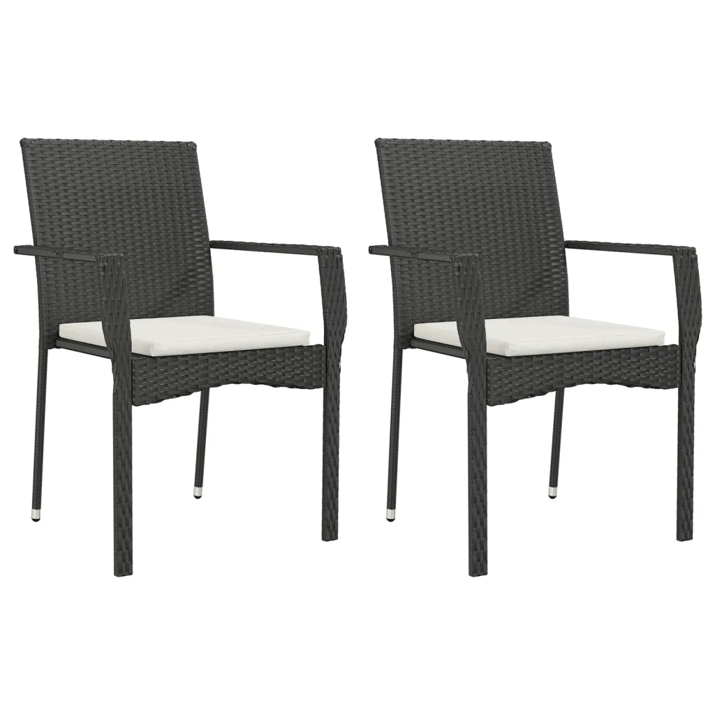 Set da Pranzo da Giardino 3 pz con Cuscini Nero in Polyrattan 3184987