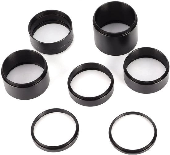 Accessori per telescopi - Kit di estensioni 8 pezzi - Materiale in lega di alluminio leggera - Resistente all'usura - Tecnologia CNC - Interfaccia M42x0,75 mm - Tubi per telescopi