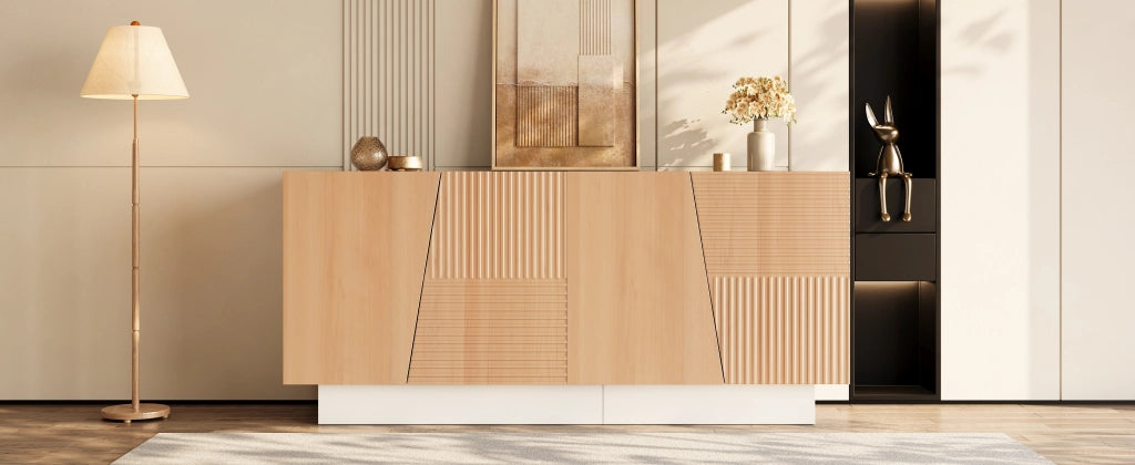 Credenza e madia con 4 ante, 2 vani separati e ripiani regolabili, per soggiorno, 160 × 40,5 × 72 cm
