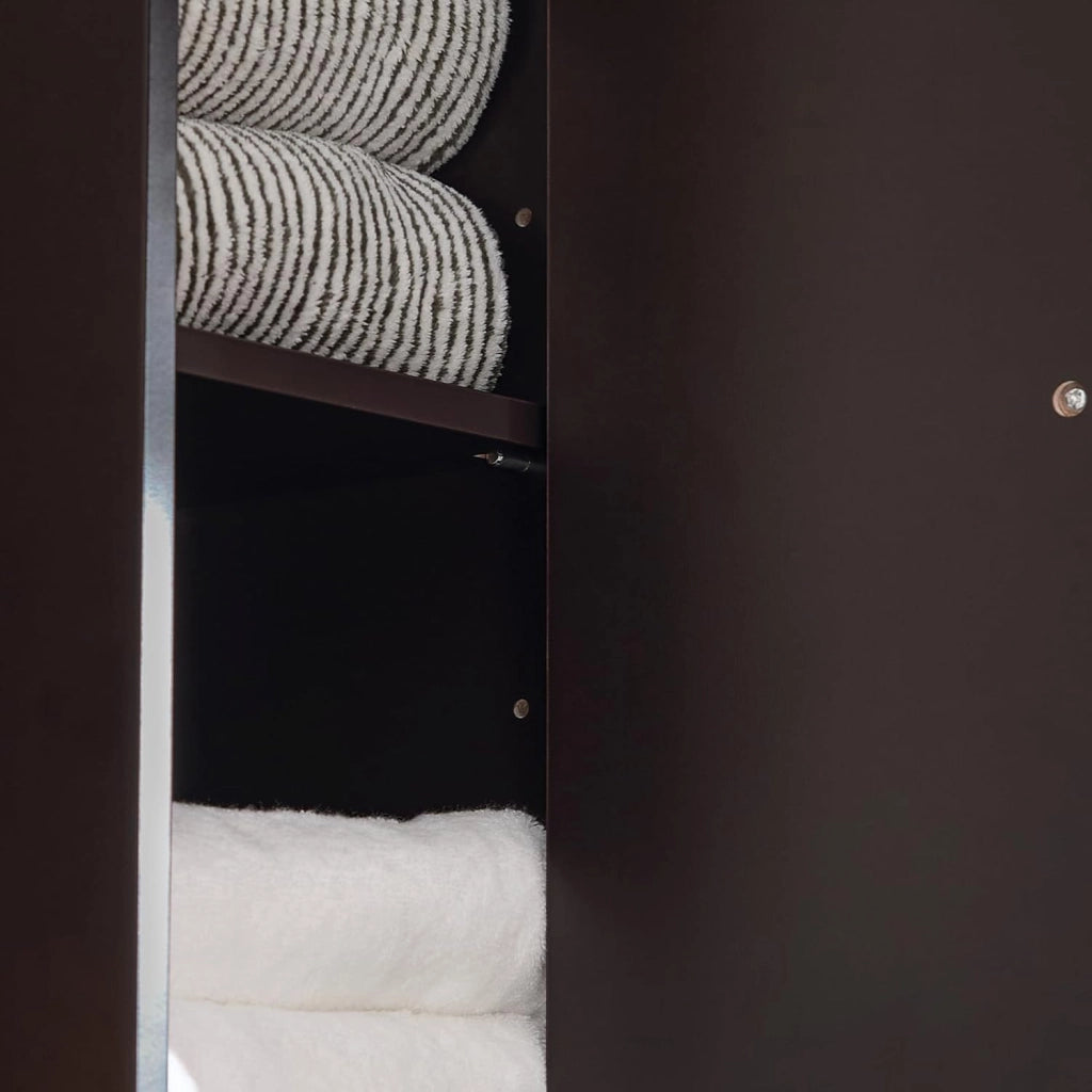 Mobile Bagno Stretta – Colonna Bagno Idrorepellente, Alto con Ripiani Regolabili e Cassetto – Armadietto Salvaspazio, MDF, Marrone scuro, 20x180x20cm, BZR34-II-BR
