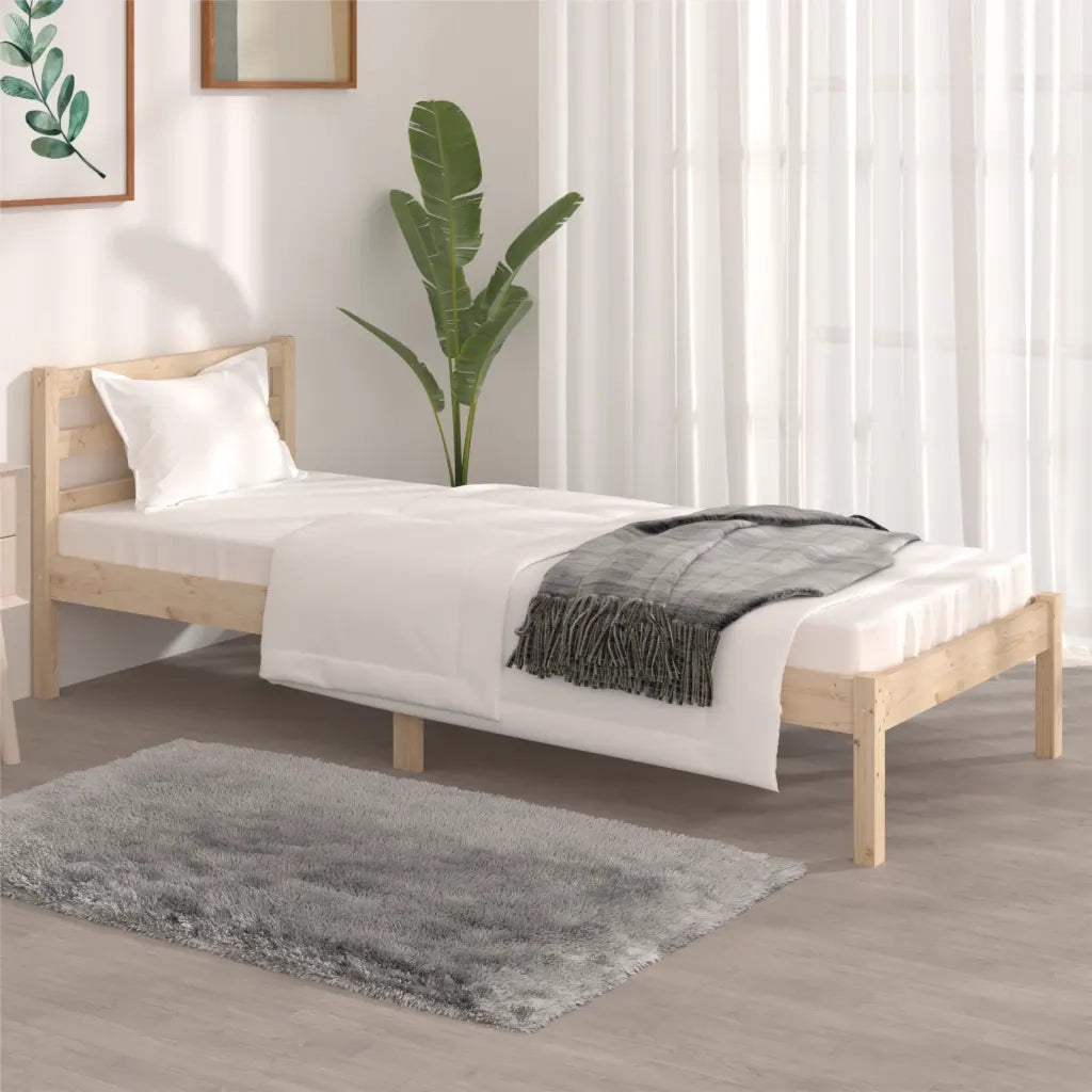 Giroletto-Struttura Letto in Legno Massello Grigio 75x190 cm Small Single 822028