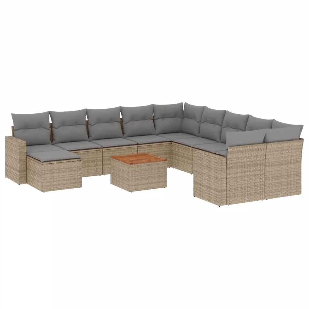 Set Divano da Giardino 12 pz con Cuscini Beige Misto Polyrattan 3256752