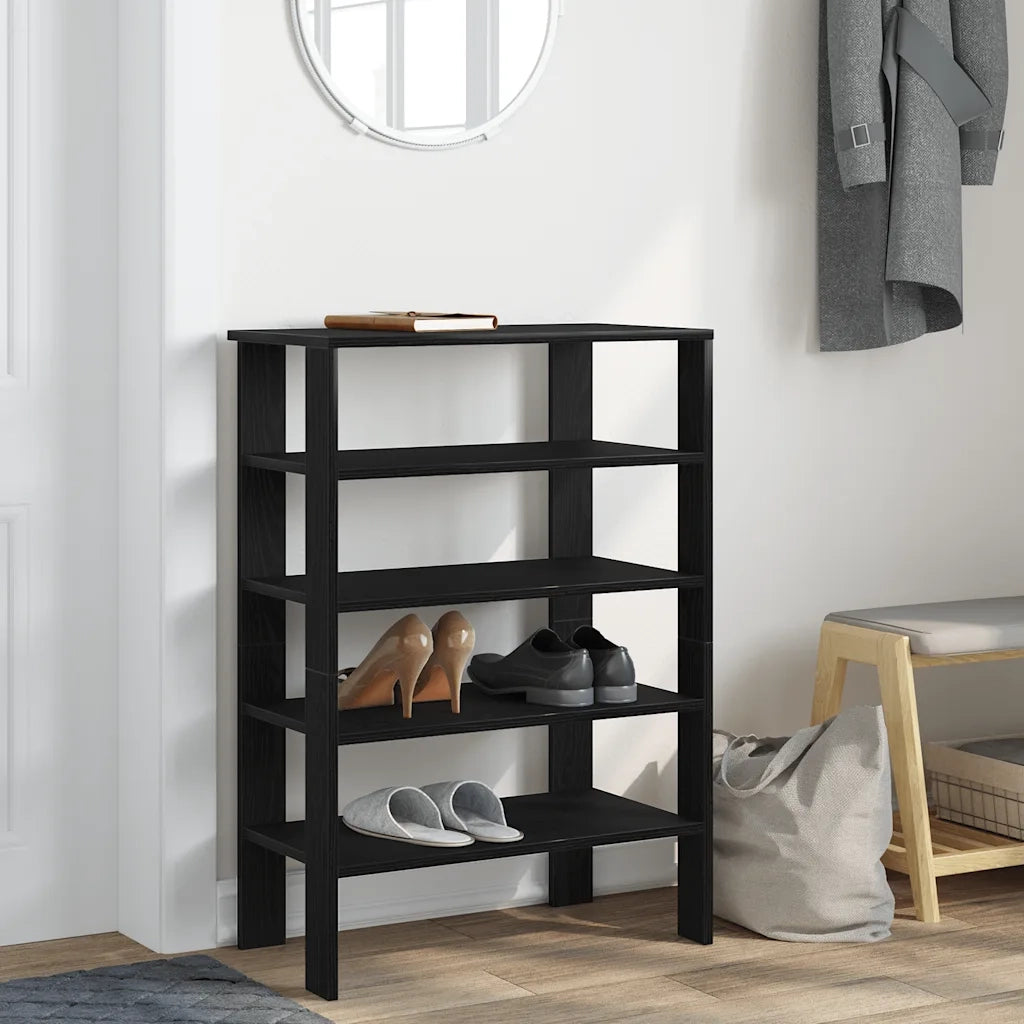 Scarpiera-Scaffale per scarpe Nera 61x32x87,5 cm in Truciolato