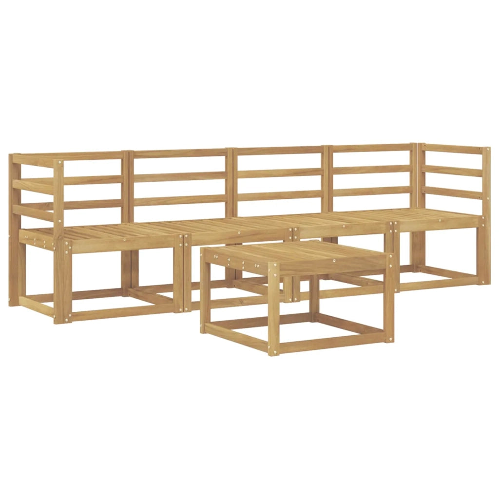 Set di divani da esterno 5 pz Bianco Legno di Acacia Massello 3387193