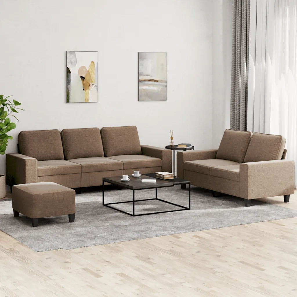 Set di Divani 3 pz Marrone in Tessuto 3201909