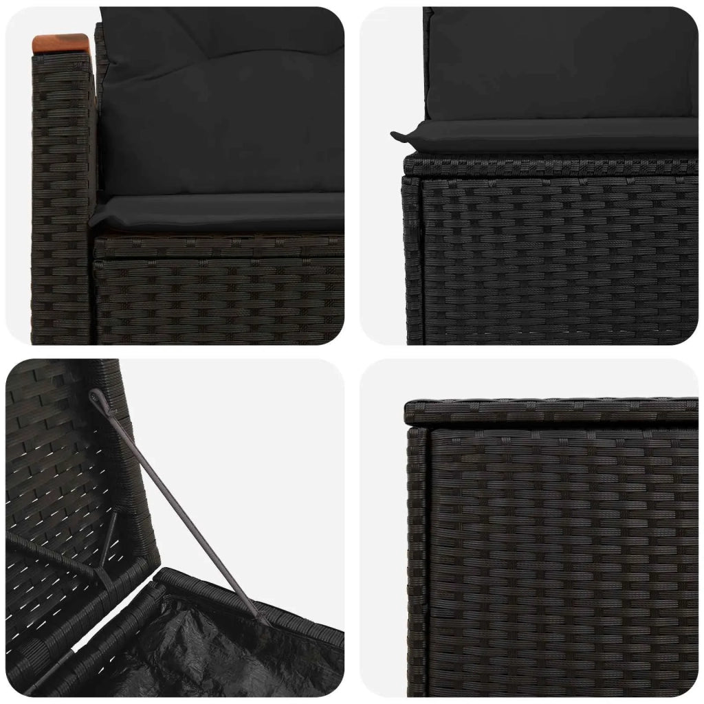 Set di divani 5 pz Nero Rattan sintetico e Acciaio 3447928
