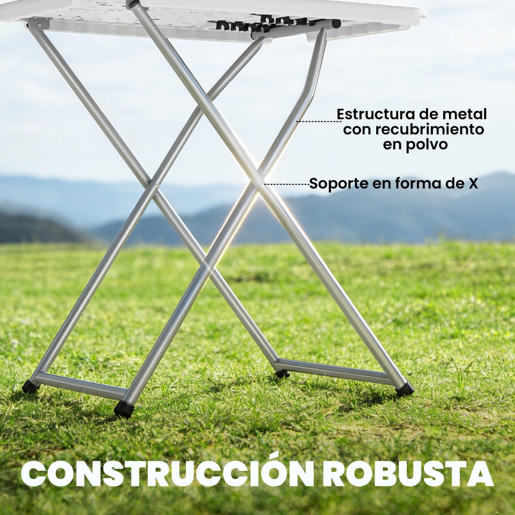 Tavolo pieghevole da pranzo ¨C zephmum ¨C bianco metallo HDPE 75x50x73,5 cm