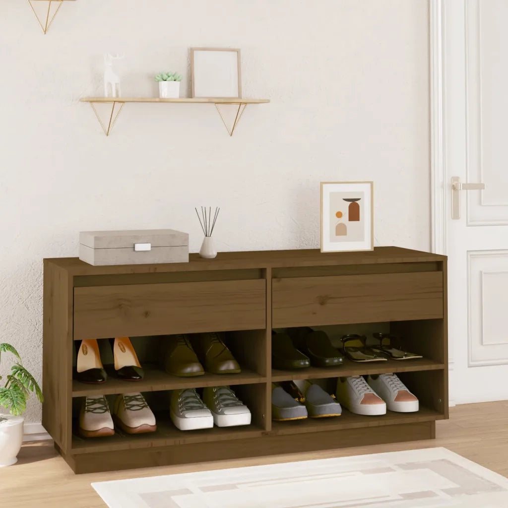 Scarpiera ambra 110x34x52 cm in Legno Massello di Pino 814447