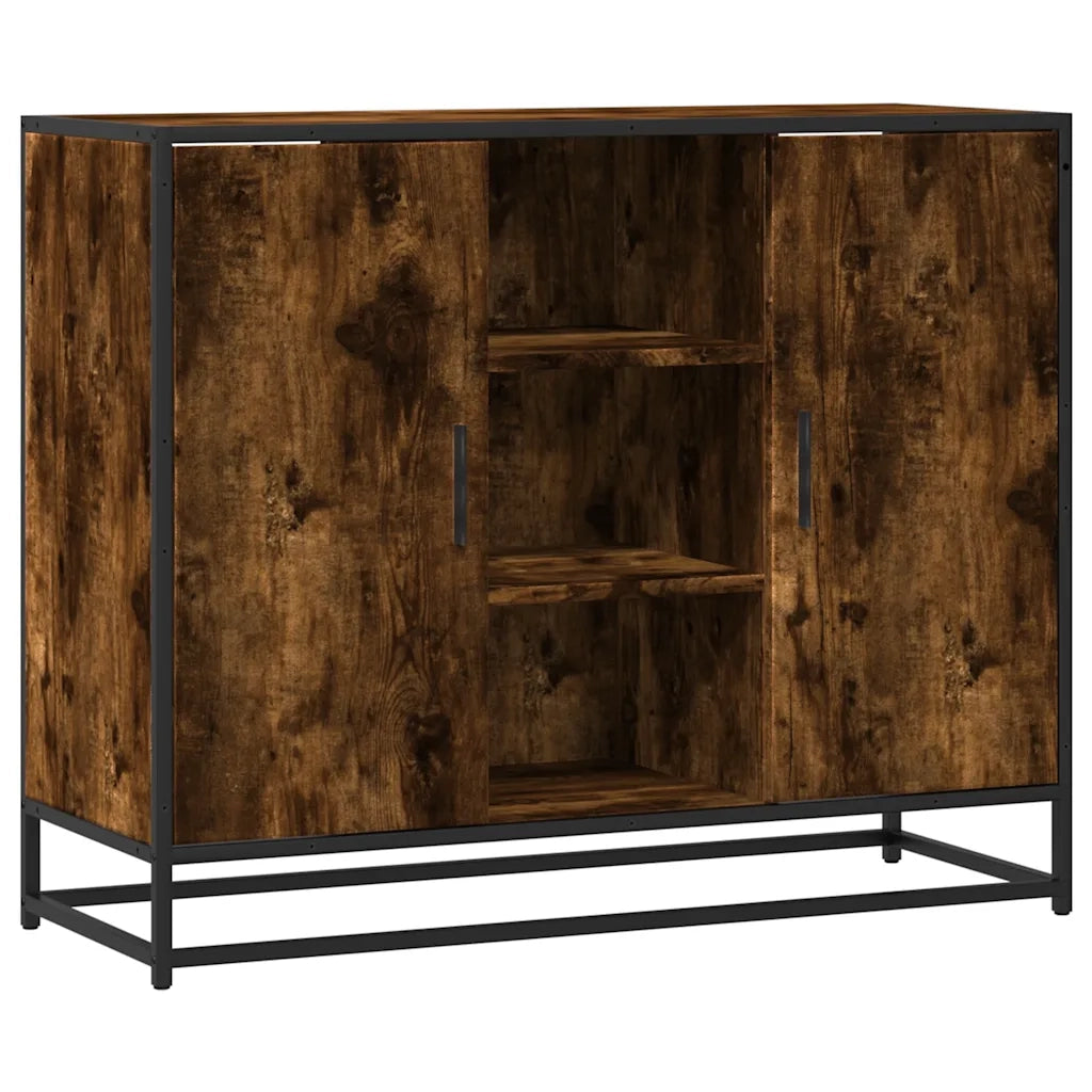 Credenza Rovere Fumo 92x35x76 cm in Legno Multistrato 849016
