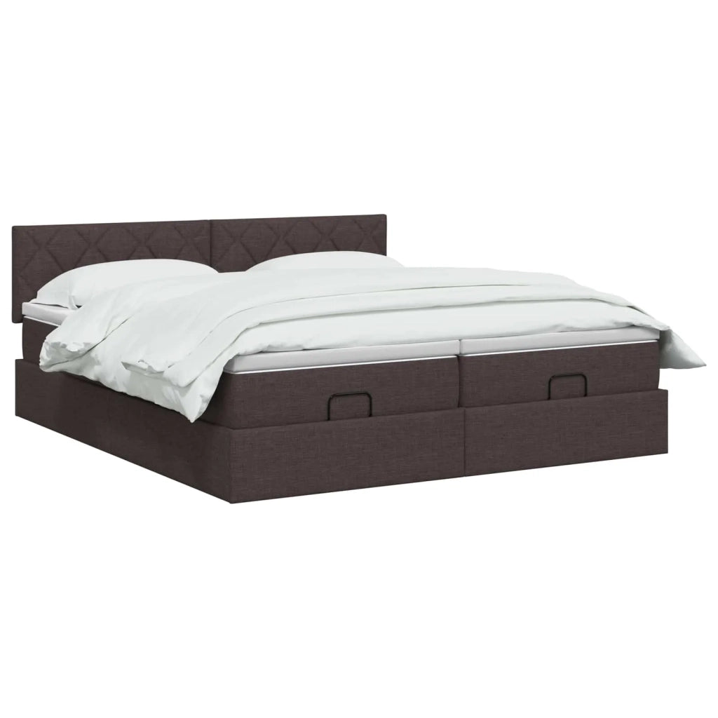 Letto Ottomano con Materasso e LED Marrone Scuro 200 x 200 cm 3457304