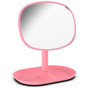 Trade Shop - Specchio Trucco Da Tavolo 19.5cm Arredo Bagno Casa Con Vassoio Makeup Rosa 69948 -
