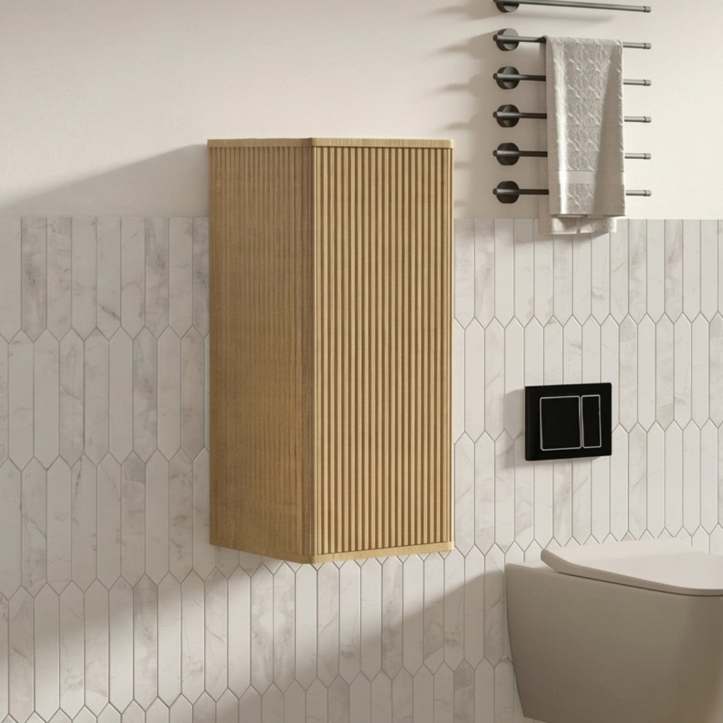 ARMADIETTO Pensile con anta push-to-open design scanalato rovere