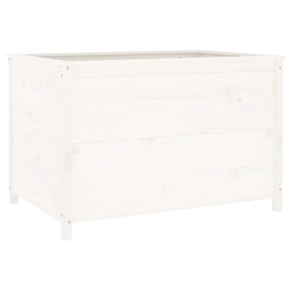 Fioriera rialzata per piante e fiori adatta a terrazze e giardini 119,5 x 82,5 x 78 cm legno di pino massiccio bianco 02_0039337
