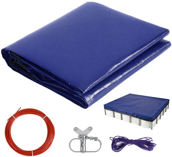 Copertura Piscina Retta 210x304cm - Nero/Blu - Per Piscina a 200x300cm Struttura