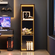 Vetrina, 30 x 30 x 90cm, ante in vetro, ripiani regolabili, illuminazione a LED, chiusura ammortizzata, nero