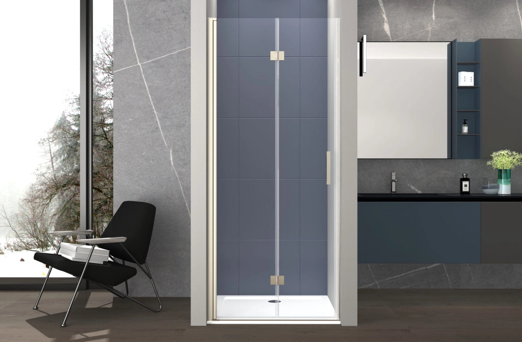 Box doccia 80 cm apertura a SOFFIETTO nicchia H200 cm cristallo 6mm profilo SATINATO LIAM
