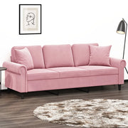Divano a 3 Posti con Cuscini Rosa 180 cm in Velluto 3200958