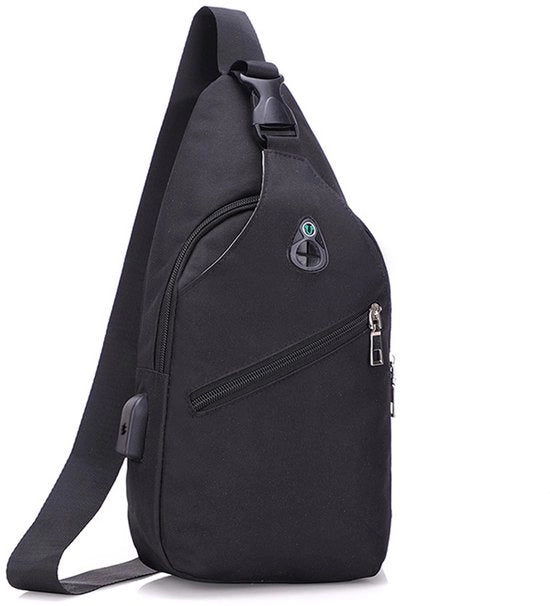 Borsa da petto uomo semplice, zaino da spalla unico, borsa da spalla crossbody, piccola borsa leggera, nera