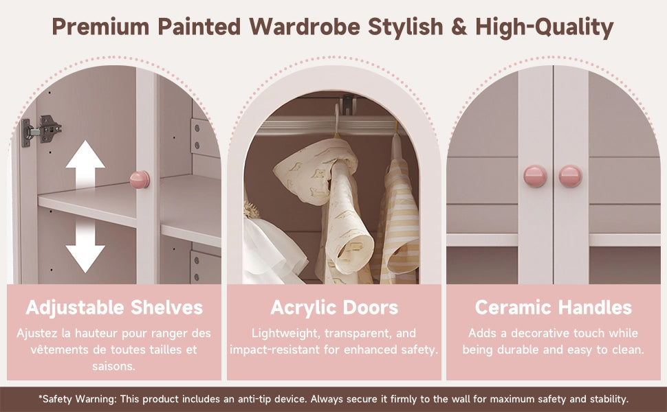 Armadio con Ante ¨C Minimal ¨C Rosa, 80x50x120 cm