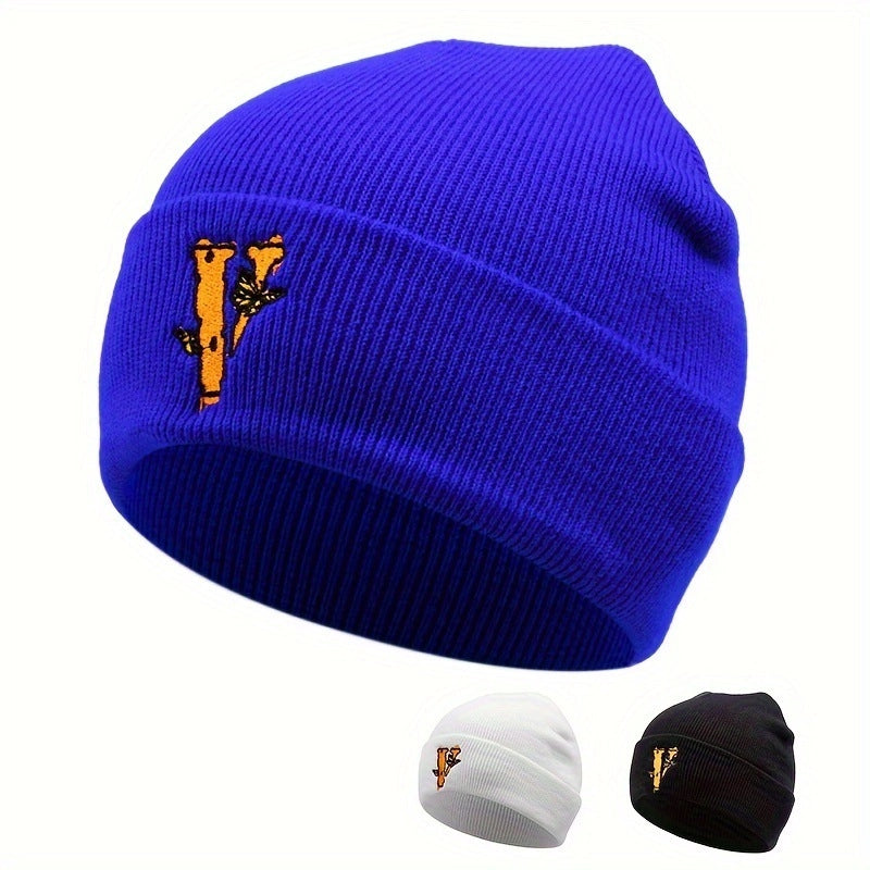 Cappelli invernali caldi con ricamo a farfalla V, colore nero.
