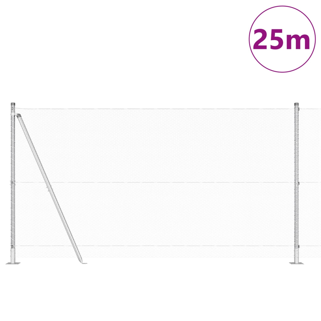 Set di Recinzione Set di 2 Acciaio Zincato 25 x 1.2 m Durevole