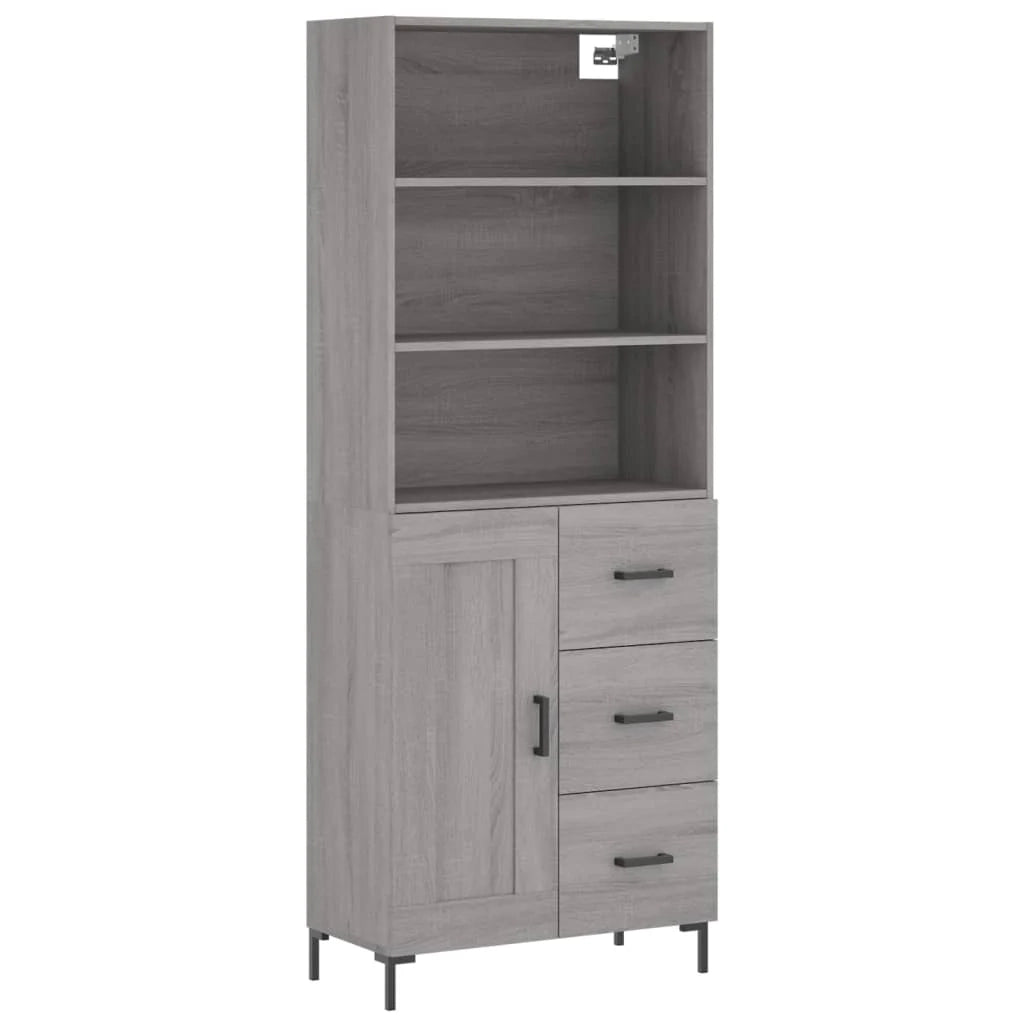Buffet credenza cassettiera armadio mobile contenitore organizer cucina soggiorno salotto rovere Sonoma alto 69,5 x 34 x 180 cm legno ingegnerizzato grigio 02_0035436